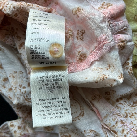 Pilcro and the Letterpress Tavi Blouse Button Down Yellow Pink Anthropologie L - Picture 12 of 13